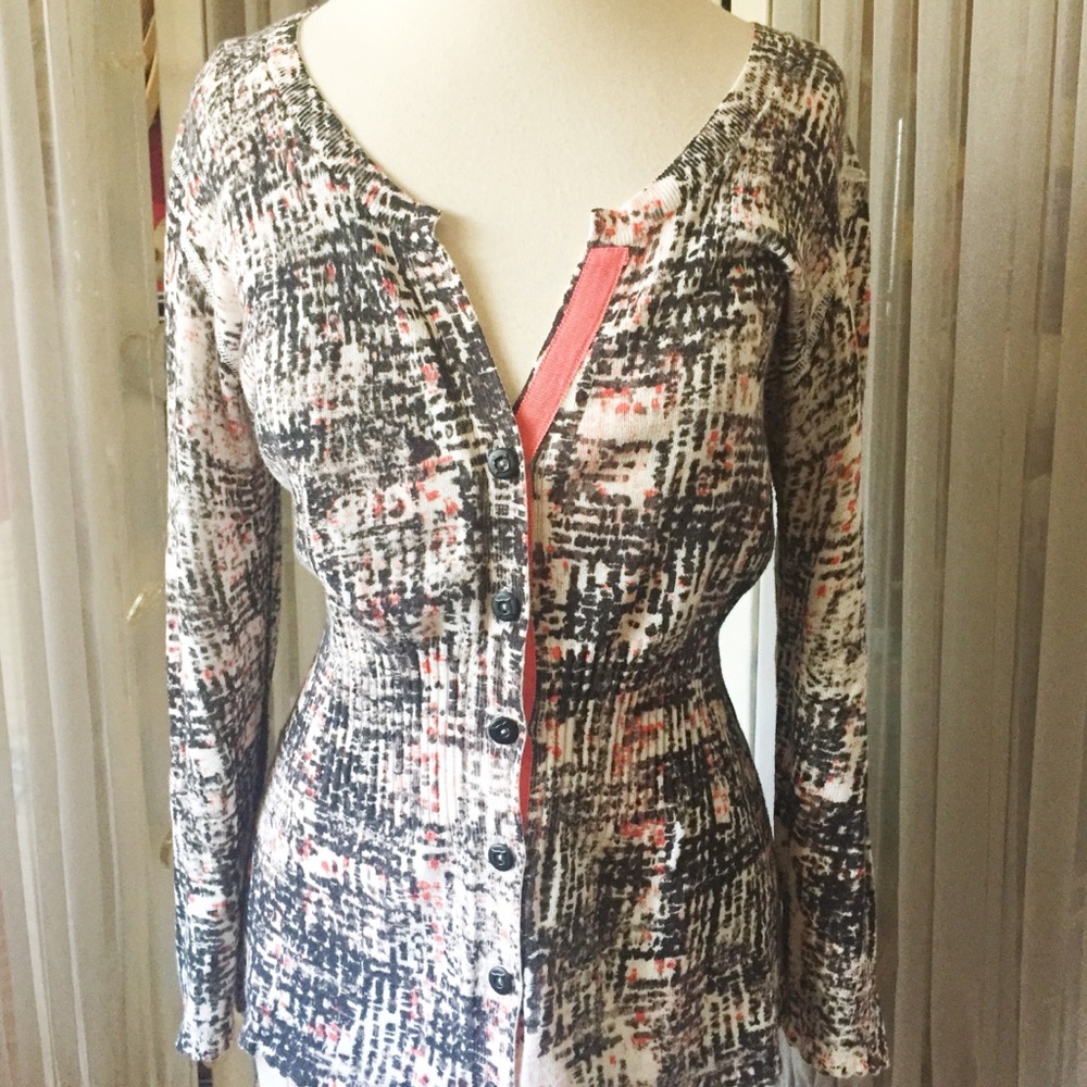 Nic + Zoe Black Multi Color Cardigan Sweater Long Sleeve Size PM